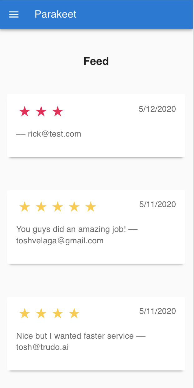 GitHub - toshvelaga/parakeet: Restaurant and SMB feedback app. Scan a ...
